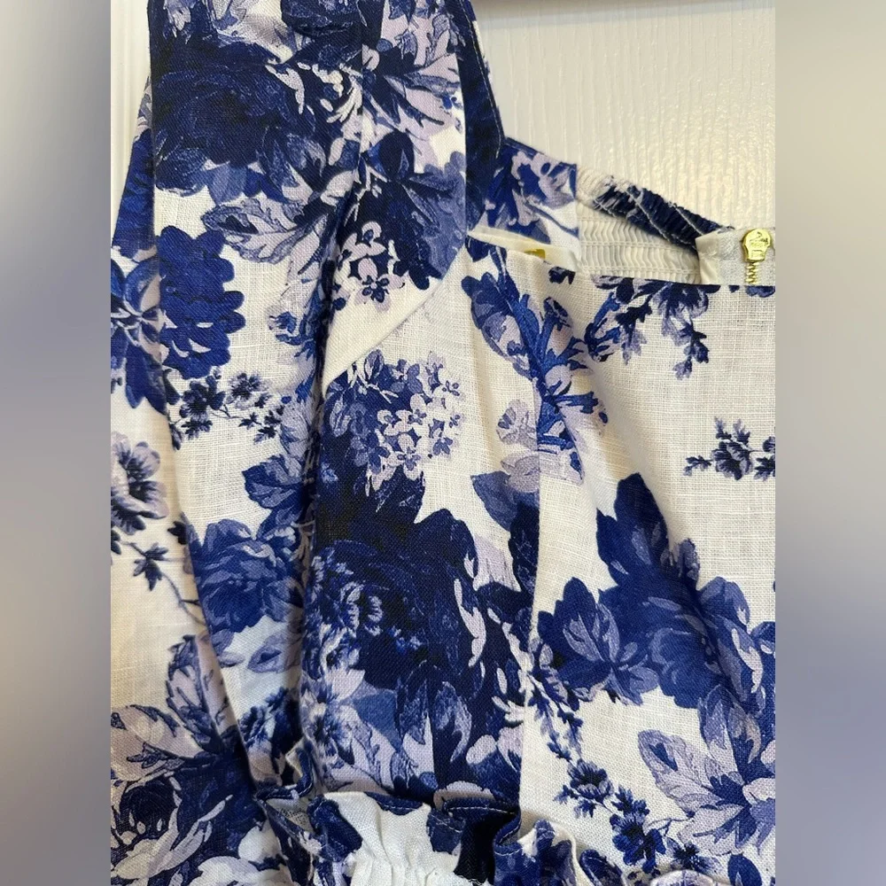 Cara Cara Blue Hill square neck midi dress in shade Nordic Fields Blue - Picture 7 of 9